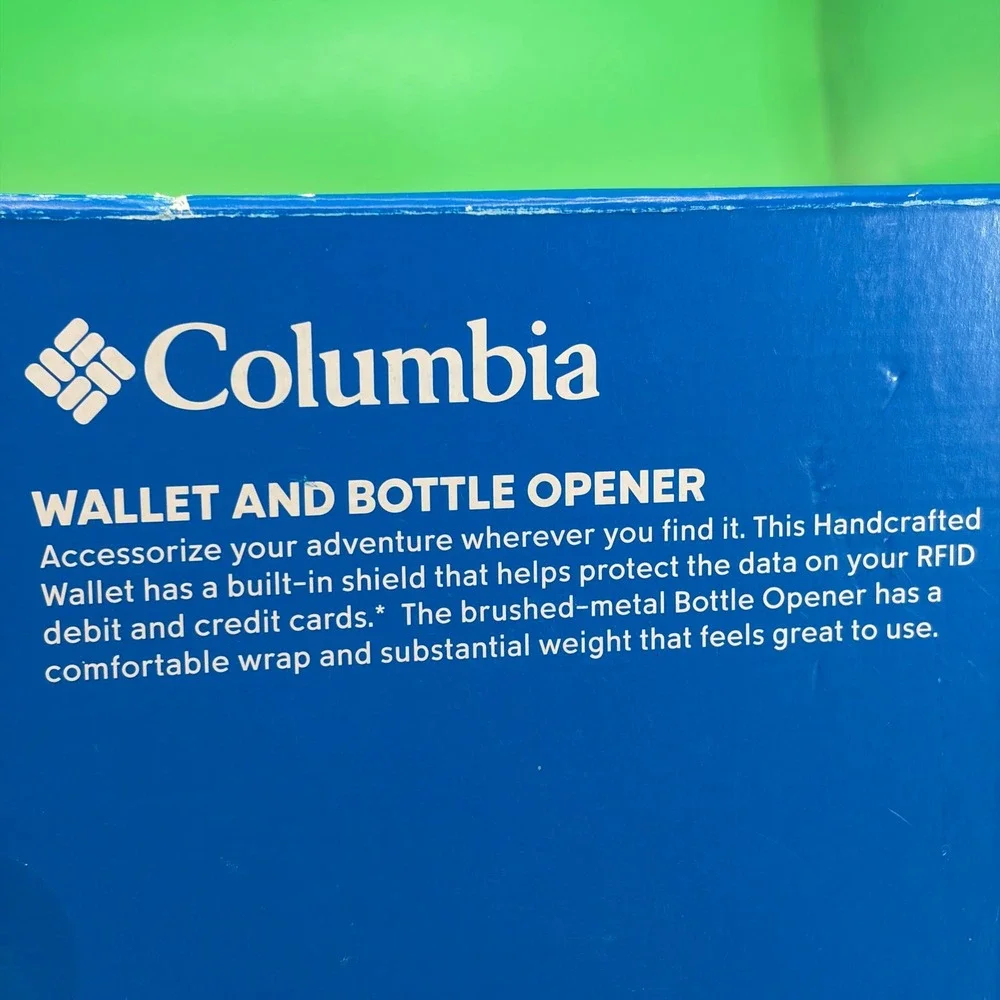 Columbia RFID Shield Wallet/Weighted Bottle Opener Brown Handcrafted Leather NEW